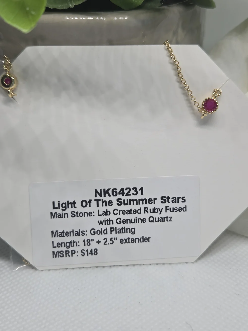 BP Ruby Fused With Quartz Teardrop On Gold Plating